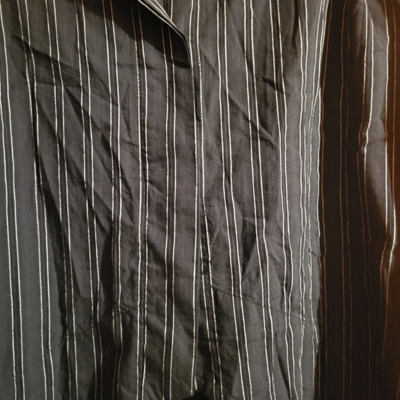 Tulip Black & White Pin Stripe Lagenlook Cotton Collared Shirt Size XLarge NEW - Picture 4 of 8